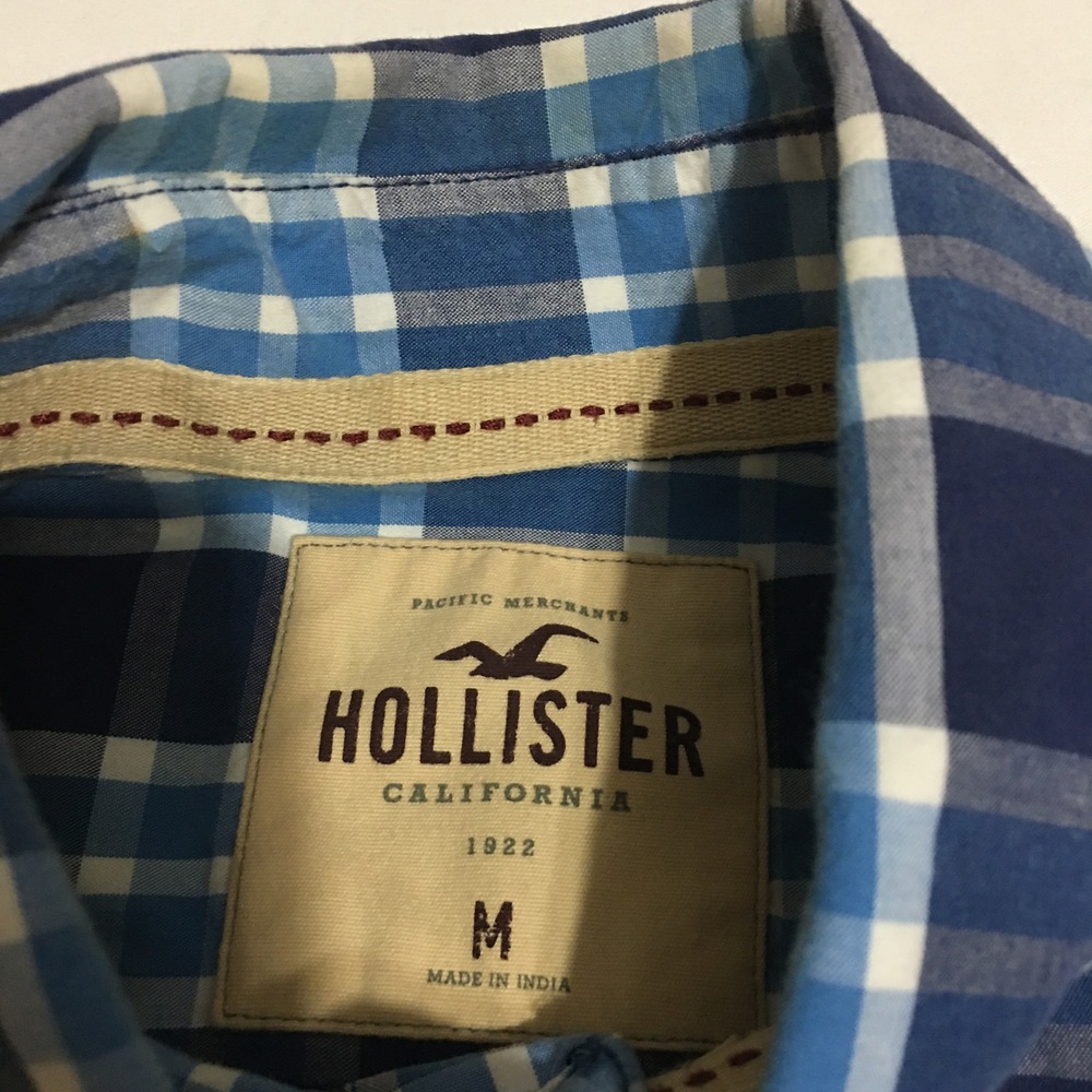 Lot of 2 Hollister Long Sleeve Button Down Shirts Mens Medium Blue Plaid Y2K - Picture 3 of 11
